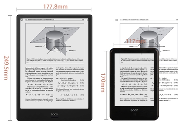 eBookReader ONYX Boox Note Air 3 størrelses forhold